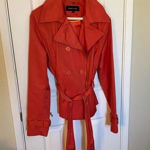 Red short pea coat